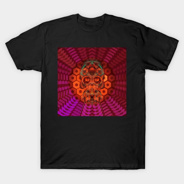 Electroluminated Skull Flower - Burgundy Sunset T-Shirt by Boogie 72